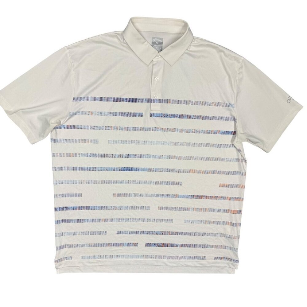 Callaway Golf Shirt Stretch Short Sleeve Polo Striped White XL